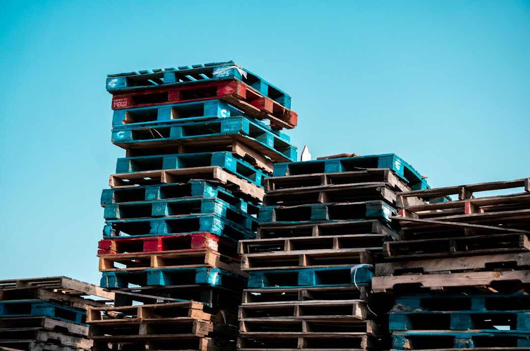 Loading dock with stacked pallets and cargo ready to ship